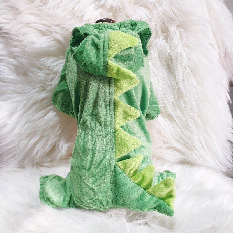 Funny Dinosaur Transformation Costume for Dogs - Halloween Fun!