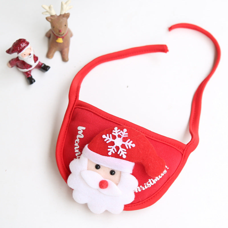 Dog Cat Pet Christmas Hat Saliva Towel Bib