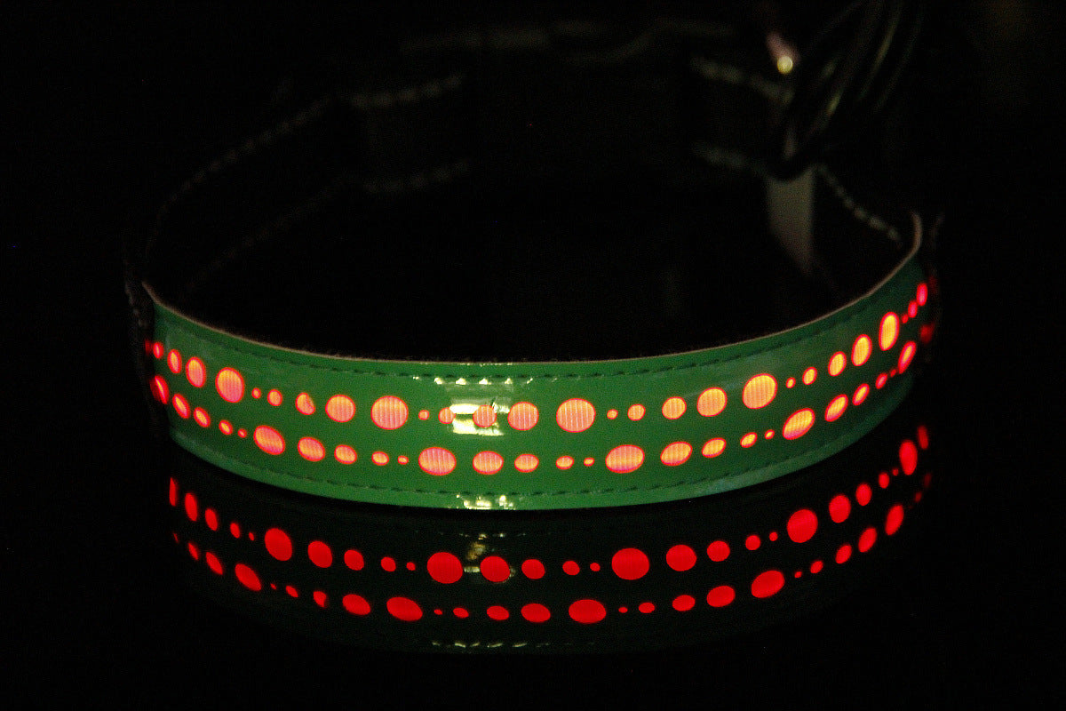 LED Luminous Pet Dog Collar Engraved Leather